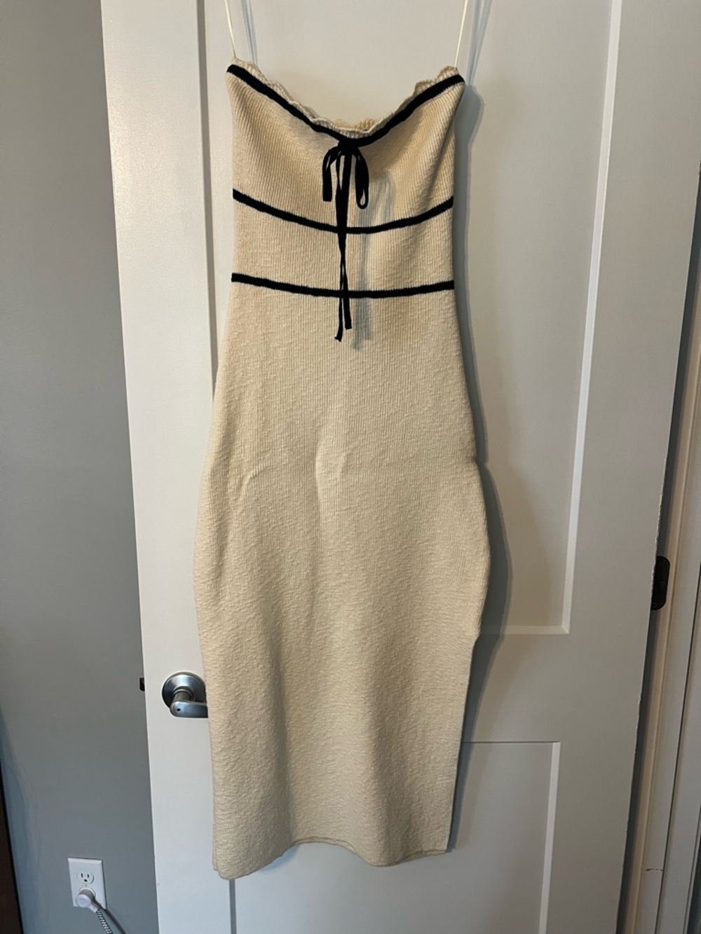 MARBLE Cream Midi Dress with Black Trim - Picture 2 of 6